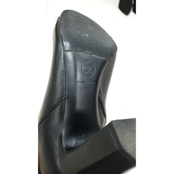 CHANEL Black Lambskin  Iconic Style Mid-Boots Sz.36 - Picture 5 of 8